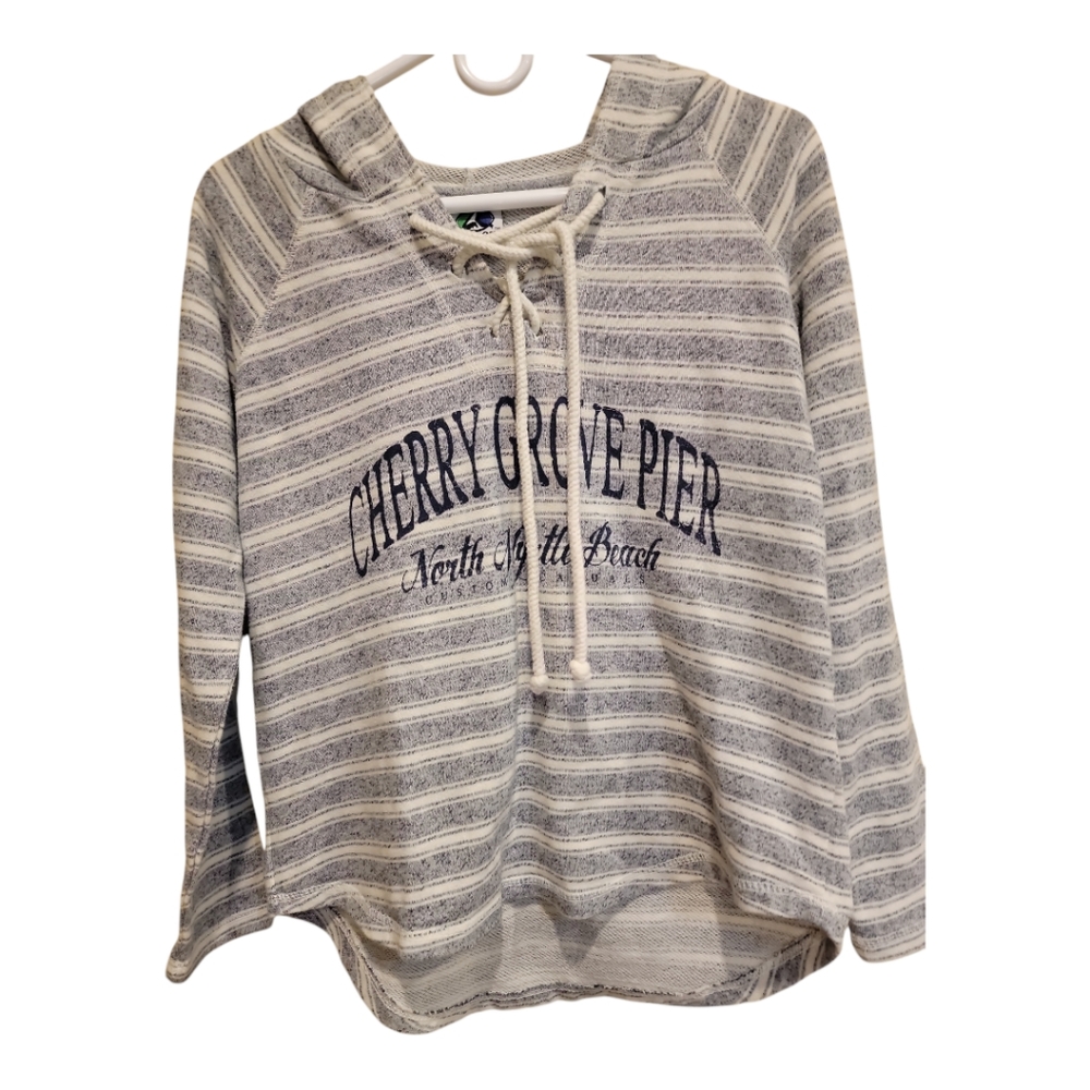 Cherry Grove Pier Striped Hoodie women's size M
